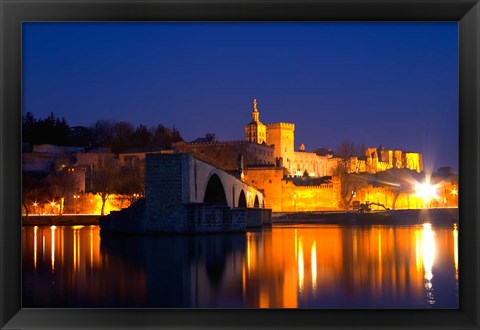 Framed Pope&#39;s Palace on the Rhone and Pont Saint St Benezet Print