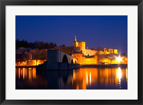 Framed Pope&#39;s Palace on the Rhone and Pont Saint St Benezet Print
