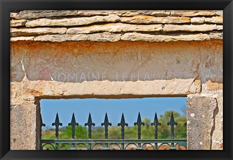 Framed Gate and Key Stone Carved with Montrachet Print