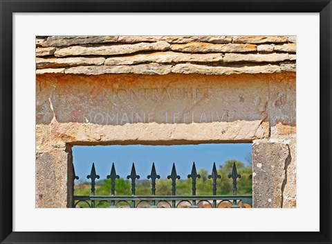 Framed Gate and Key Stone Carved with Montrachet Print