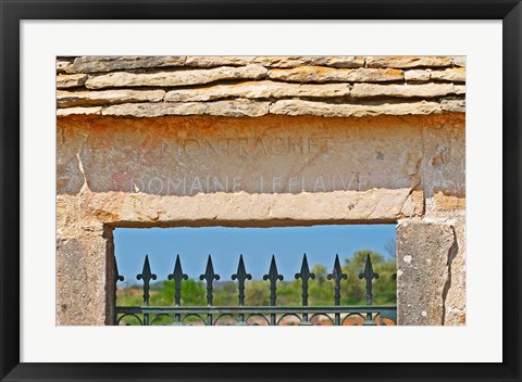 Framed Gate and Key Stone Carved with Montrachet Print