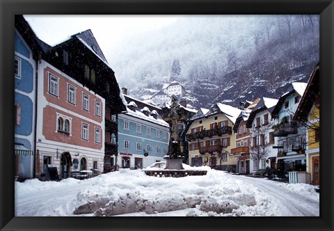 Framed Austria Town Center in Winter Print