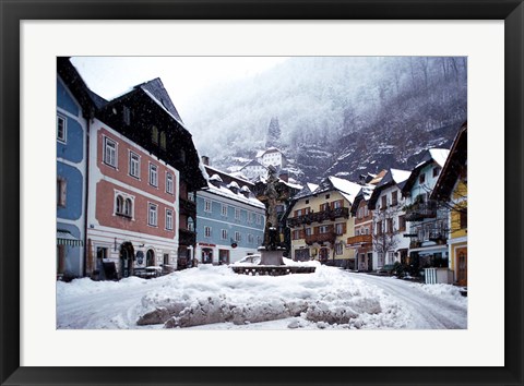 Framed Austria Town Center in Winter Print