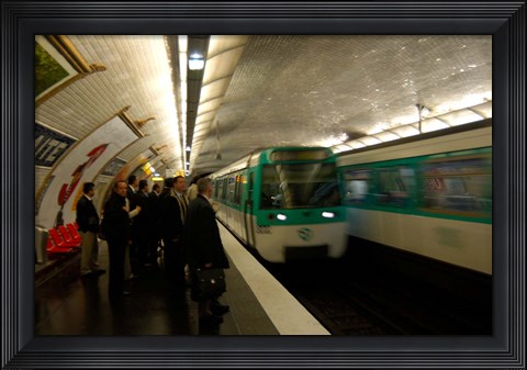 Framed Commuters Inside Metro Station, Paris, France Print