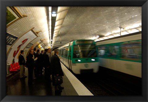 Framed Commuters Inside Metro Station, Paris, France Print