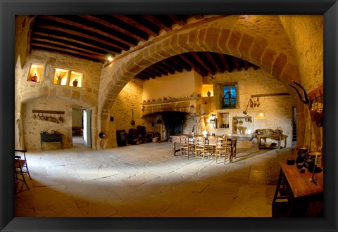 Framed Medieval Kitchen of Chateau de Pierreclos Print