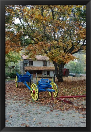 Framed Vivarais Railway Stop and Wagon Print