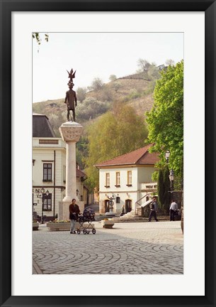 Framed Main Square with Statue, Tokaj, Hungary Print