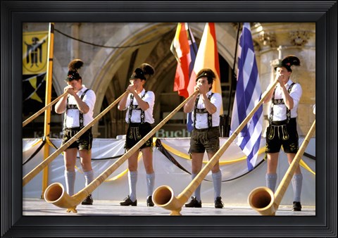 Framed Men Playing Alphorn, Munich, Germany Print