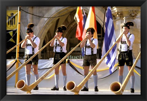 Framed Men Playing Alphorn, Munich, Germany Print