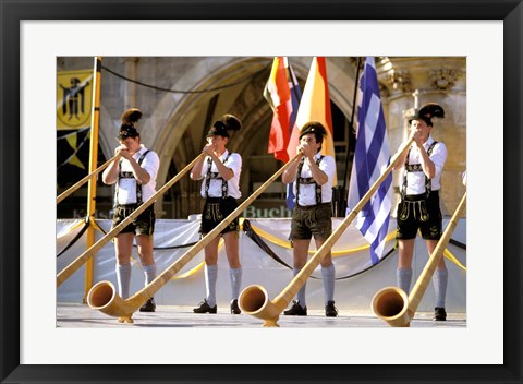 Framed Men Playing Alphorn, Munich, Germany Print