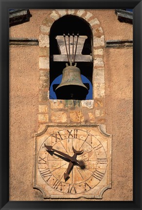 Framed Church Bell and Clock Print