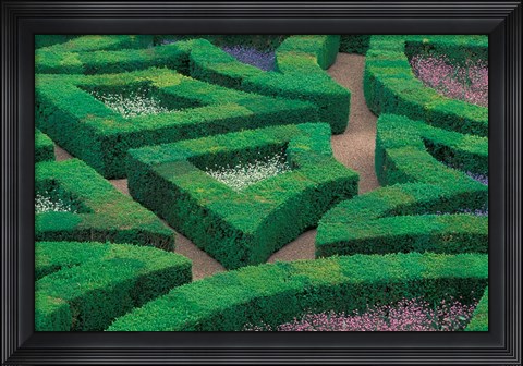 Framed Jardins et Chateau Villandry, Indre-et-Loire, France Print