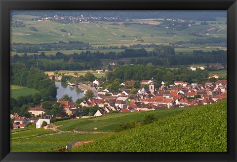 Framed View of Vallee de la Marne River and Vineyards Print