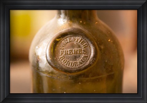 Framed Antique Wine Bottle with Molded Seal Print