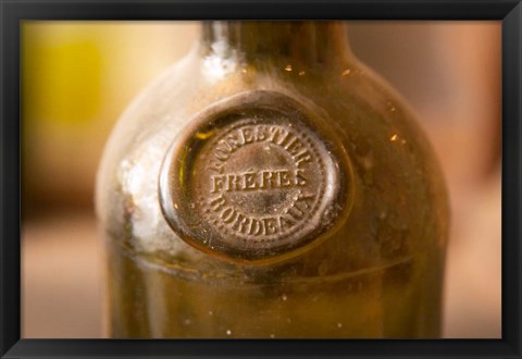 Framed Antique Wine Bottle with Molded Seal Print