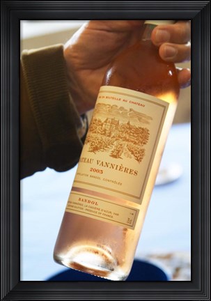 Framed Bottle of Rose Wine, Chateau Vannieres Print
