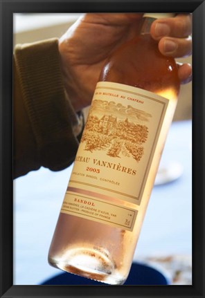 Framed Bottle of Rose Wine, Chateau Vannieres Print