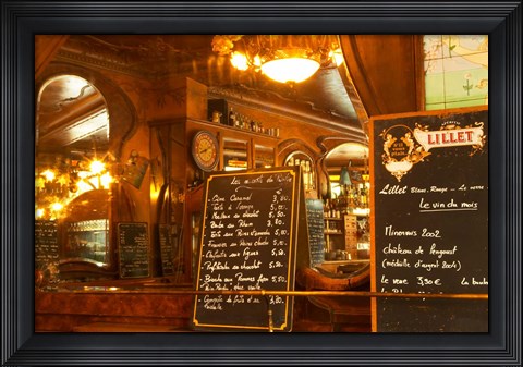 Framed Menu for Bistrot du Peintre, Art Nouveau Design Print
