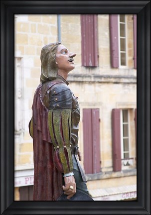 Framed Statue of Cyrano de Bergerac, Dordogne, France Print
