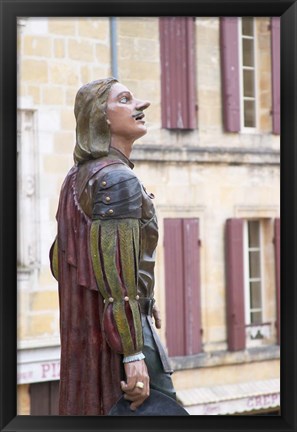 Framed Statue of Cyrano de Bergerac, Dordogne, France Print