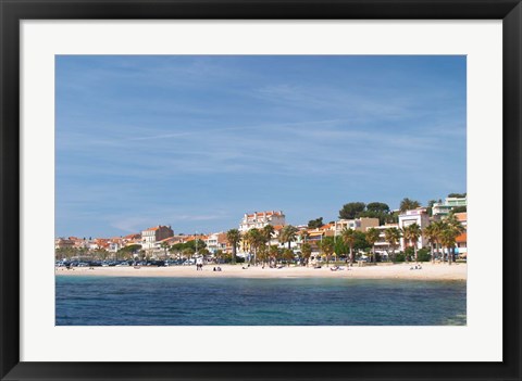 Framed Beach with Palm Trees Along Coast in Bandol, France Print