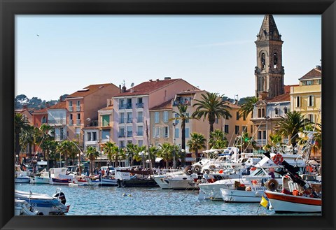 Framed View of Harbour with Fishing and Leisure Boats Print