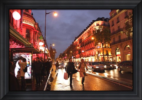 Framed Boulevard Haussmann, Paris, France Print