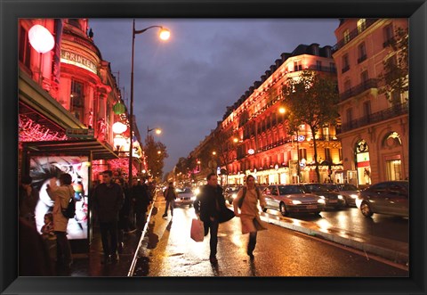 Framed Boulevard Haussmann, Paris, France Print