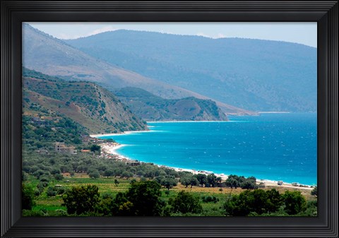 Framed Ionian Sea and Borsh Beach Print