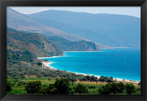 Framed Ionian Sea and Borsh Beach Print