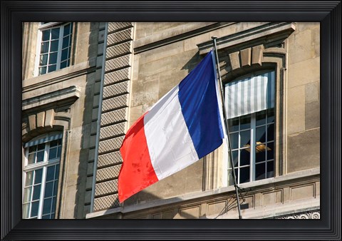 Framed French Flag Facade of Justice Palace Paris, France Print