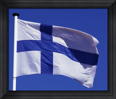 Framed Finnish Flag, Finland Print
