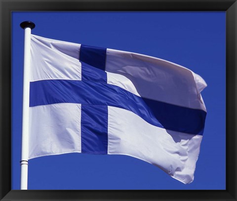 Framed Finnish Flag, Finland Print