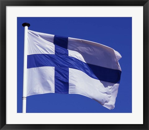 Framed Finnish Flag, Finland Print