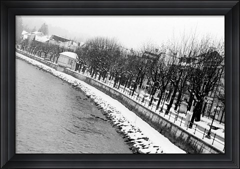 Framed River Salzach in Winter Print