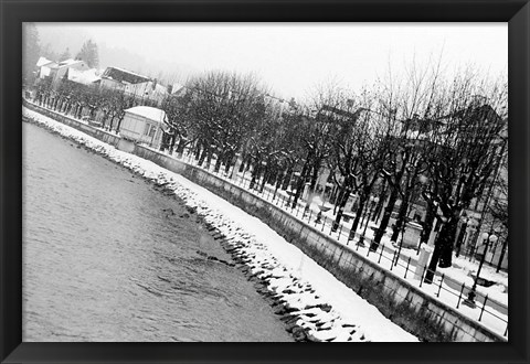 Framed River Salzach in Winter Print