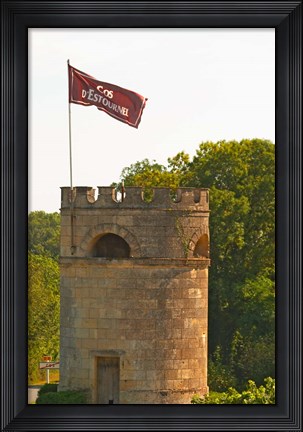 Framed Tower in Vineyard at Chateau Cos d&#39;Estournel, France Print