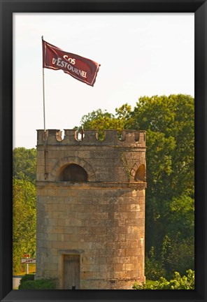 Framed Tower in Vineyard at Chateau Cos d&#39;Estournel, France Print