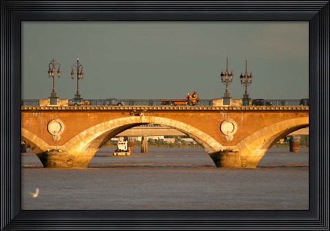 Framed Old Pont de Pierre Bridge on the Garonne River Print