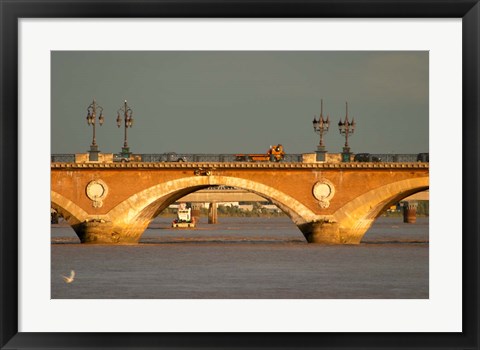 Framed Old Pont de Pierre Bridge on the Garonne River Print