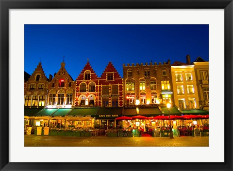 Framed Cafes in Marketplace in Downtown Bruges, Belgium Print
