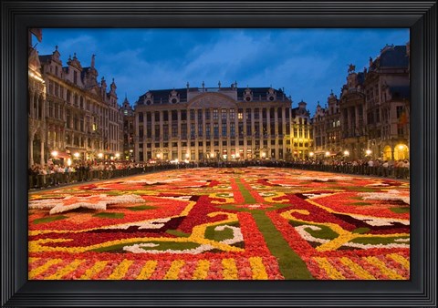 Framed Night View of the Grand Place, Belgium Print
