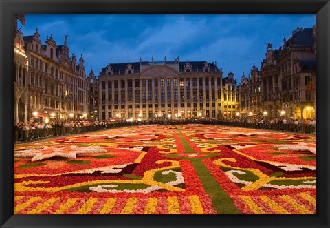 Framed Night View of the Grand Place, Belgium Print