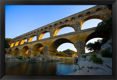 Framed Sunrise Scenic of a Provence Region Town, France Print