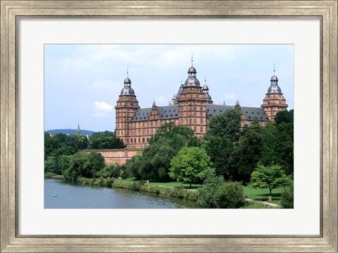 Framed Johannisburg Palace by Rhine River Print