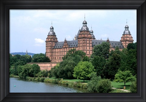 Framed Johannisburg Palace by Rhine River Print