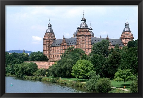 Framed Johannisburg Palace by Rhine River Print