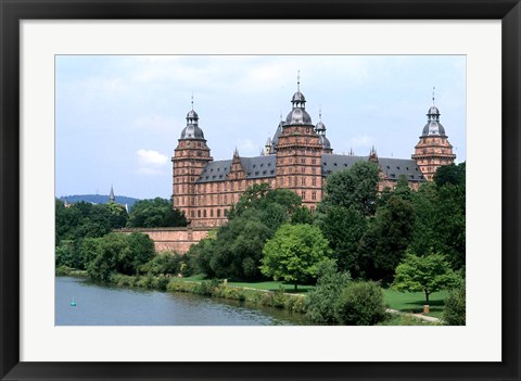 Framed Johannisburg Palace by Rhine River Print