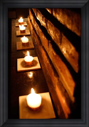 Framed Lighted Candles and Brick Wall Print